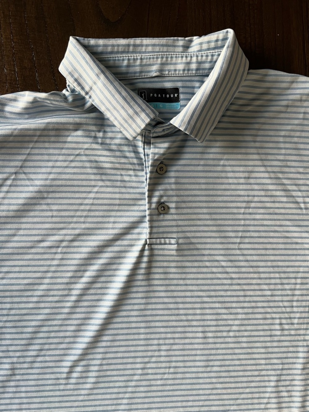 Men's PGA Light Blue Striped Golf Shirt - L - Picture 7 of 7